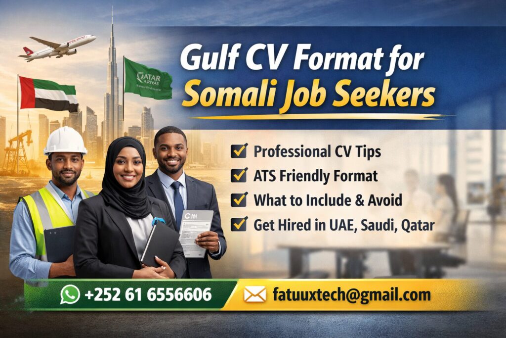 Gulf CV format for Somali job seekers